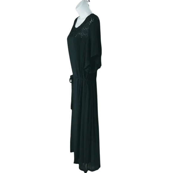 Claire France Maxi Black Dress with Lace and Matching Tie Up Belt 16 NWT - Picture 7 of 11